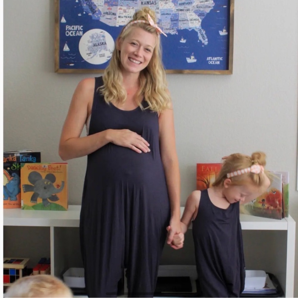 Momper Romper Slate Blue Adult Harem Jumpsuit Maternity Nursing MR1001 Small‎